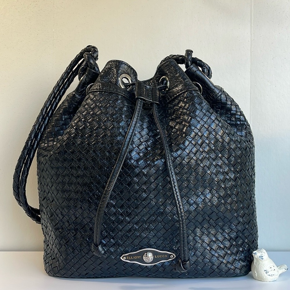 Elliott Lucca Genuine Leather Drawstring Bucket Shoulder Bag